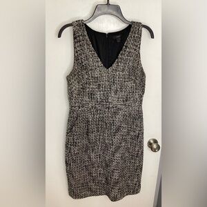 J. Crew Black and White Textured Midi Dress 8